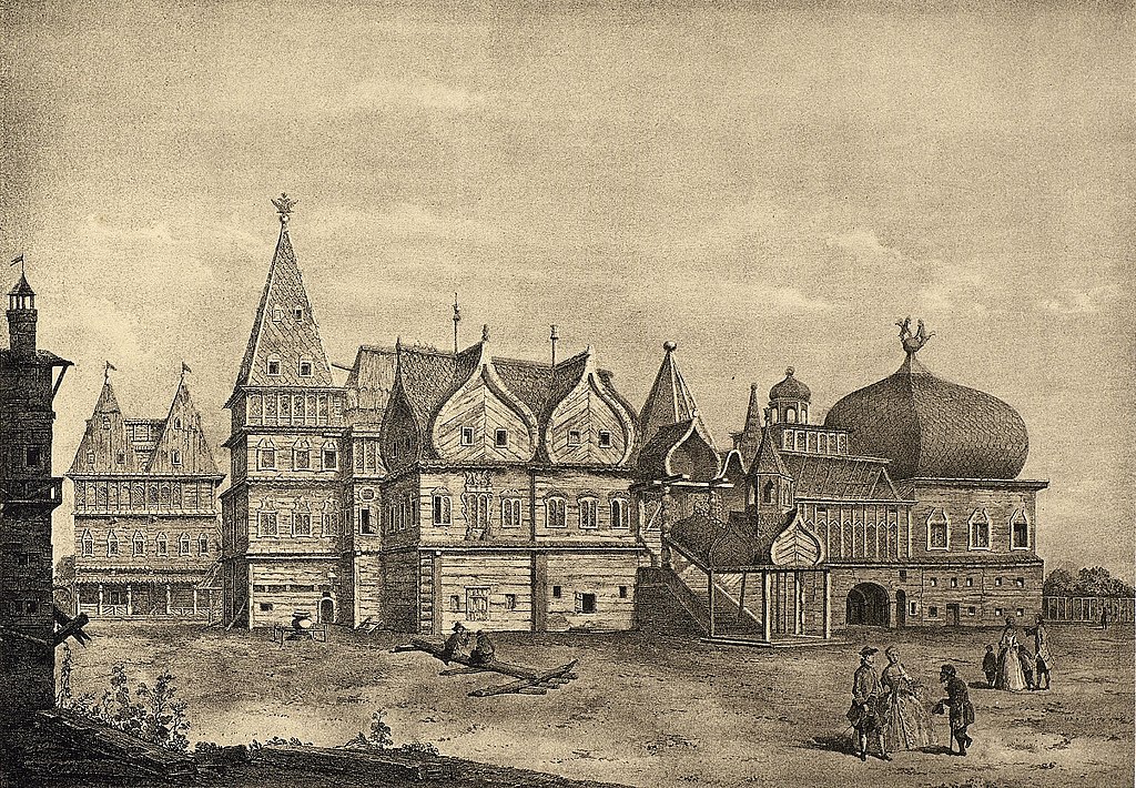 Дворец царя Алексея Михайловича в Коломенском. Гравюра Фридриха Гильфердинга, 1780г.