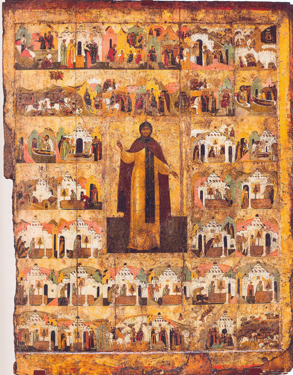 Икона XVI века «Александр Невский в житии» в храме Василия Блаженного в Москве
