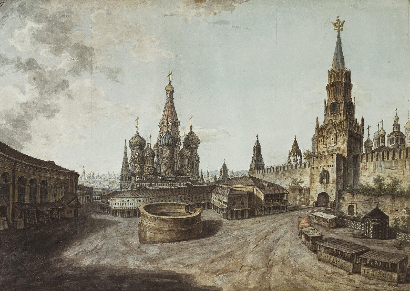Лобное место на картине Алексеев Ф.Я. «Красная площадь в Москве», 1800 год