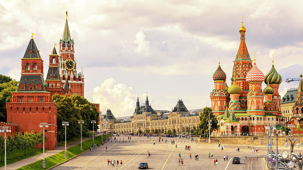 Вид Красной площадь в Москве с высоты