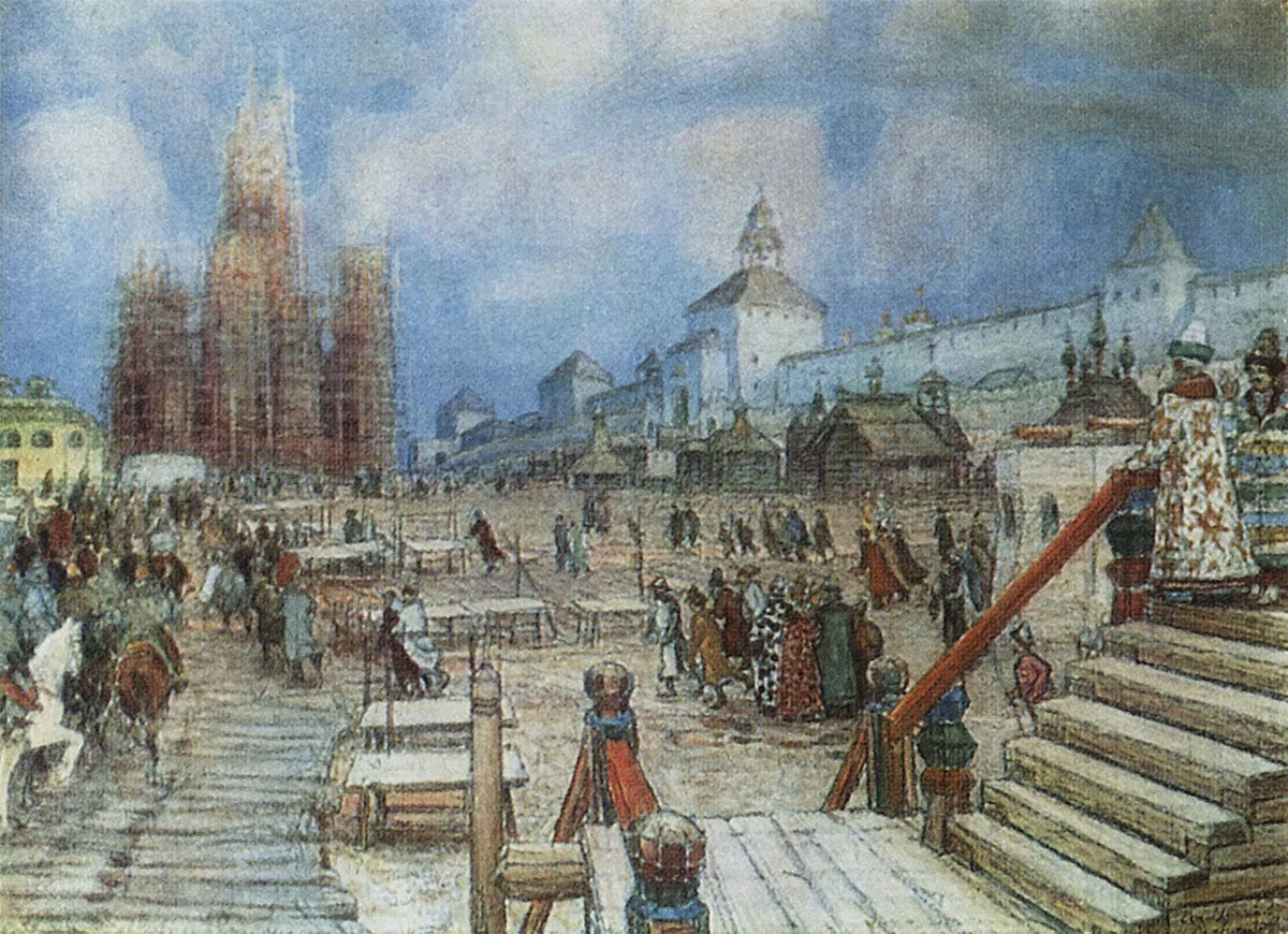 Красная площадь при Иване Грозном, начало XX века, картина Васнецова А.М.