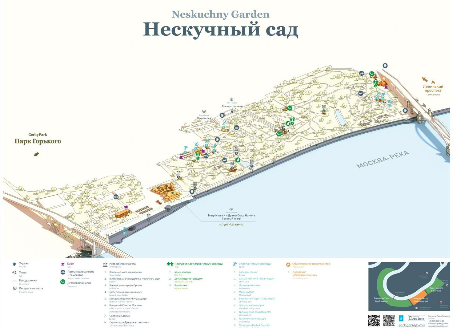 Карта-схема Нескучного сада в Москве