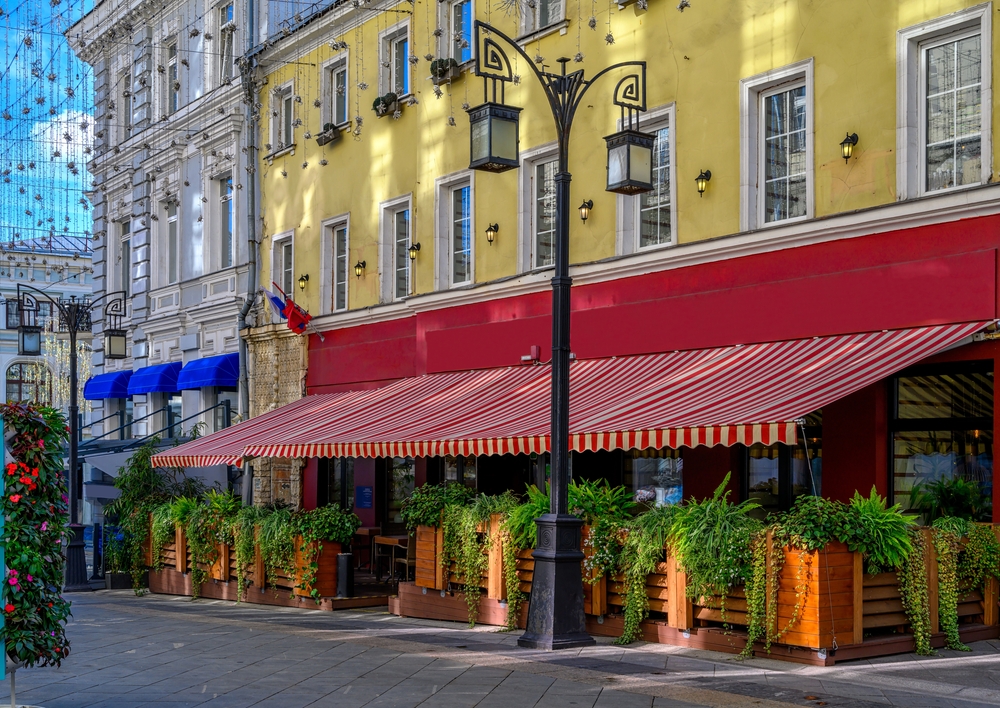 Kamergersky,Lane,With,Tables,Of,Cafe,In,Moscow,,Russia.,Moscow