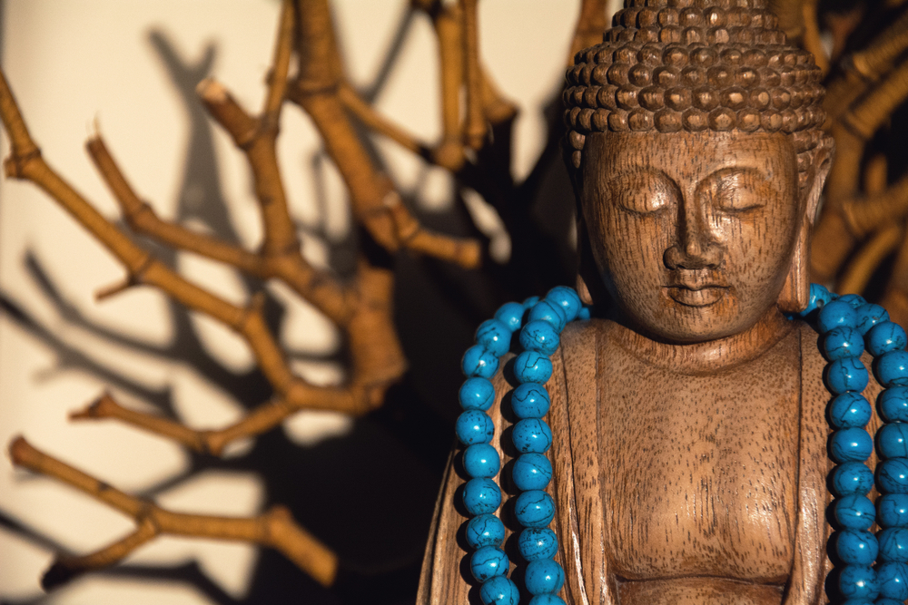 Wooden,Buddha.,Wooden,Statuette,Of,The,Founder,Of,Buddhism,-
