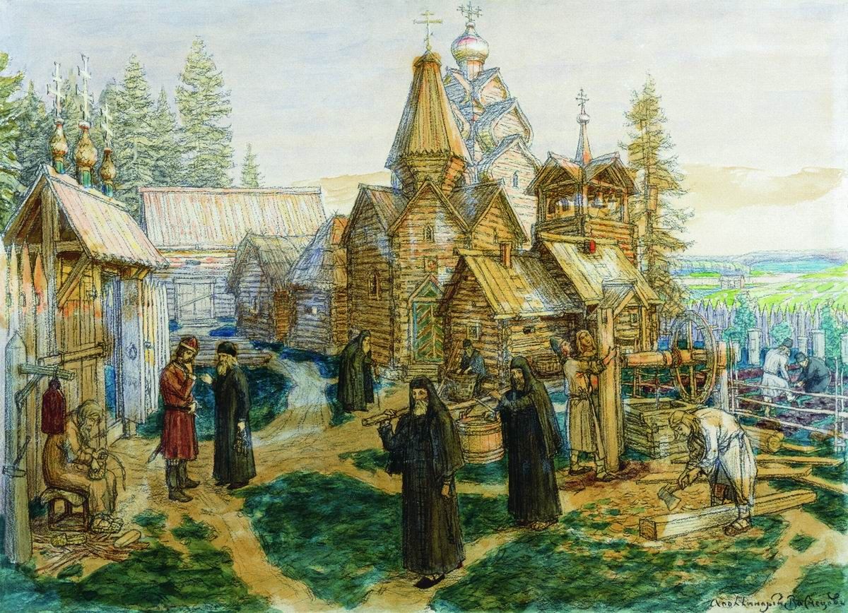 Троице-Сергиева Лавра, А.М. картина Васнецова, 1913 год