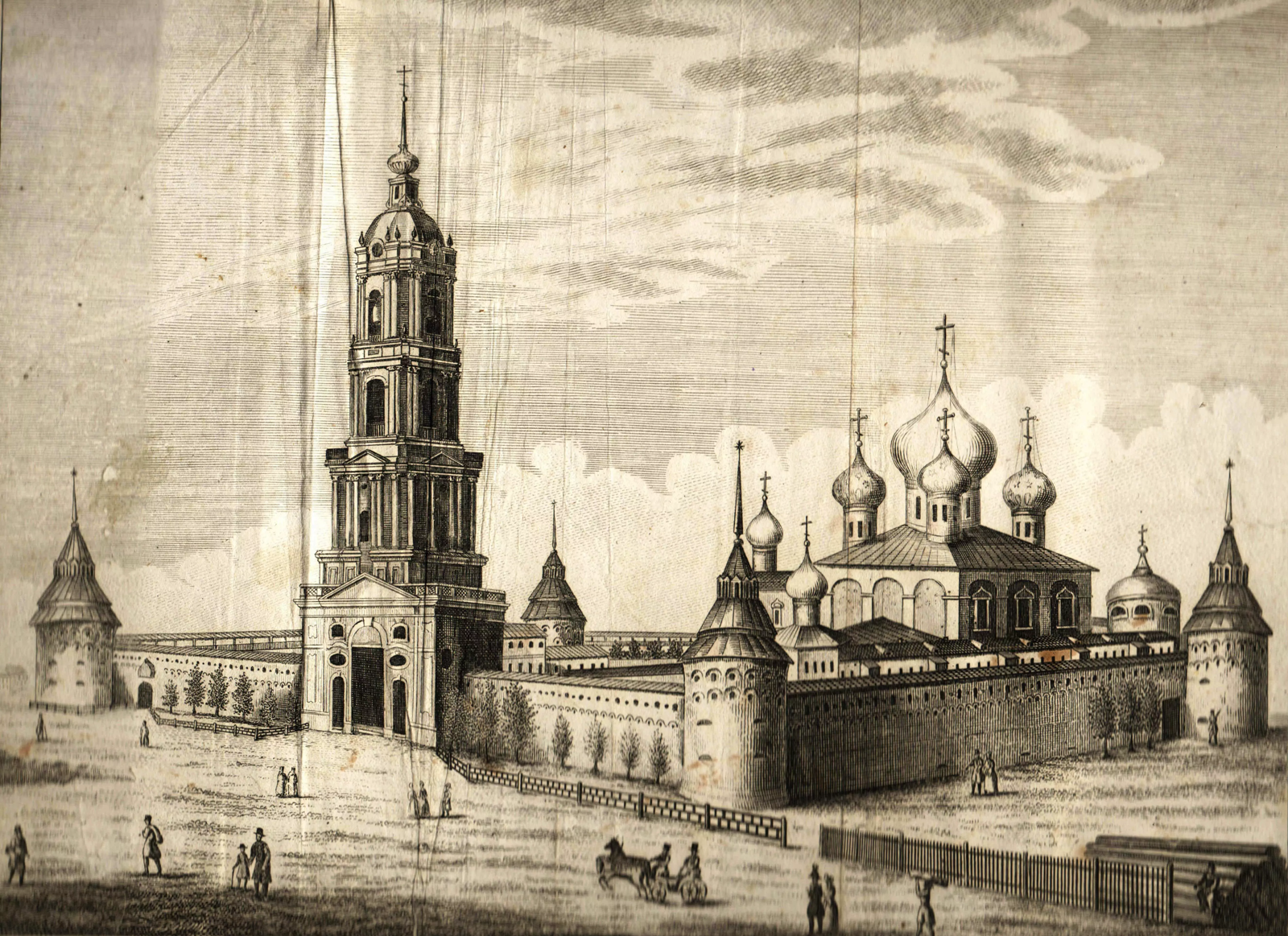 Новоспасский монастырь, гравюра А.Г. Афанасьева, 1843 г.