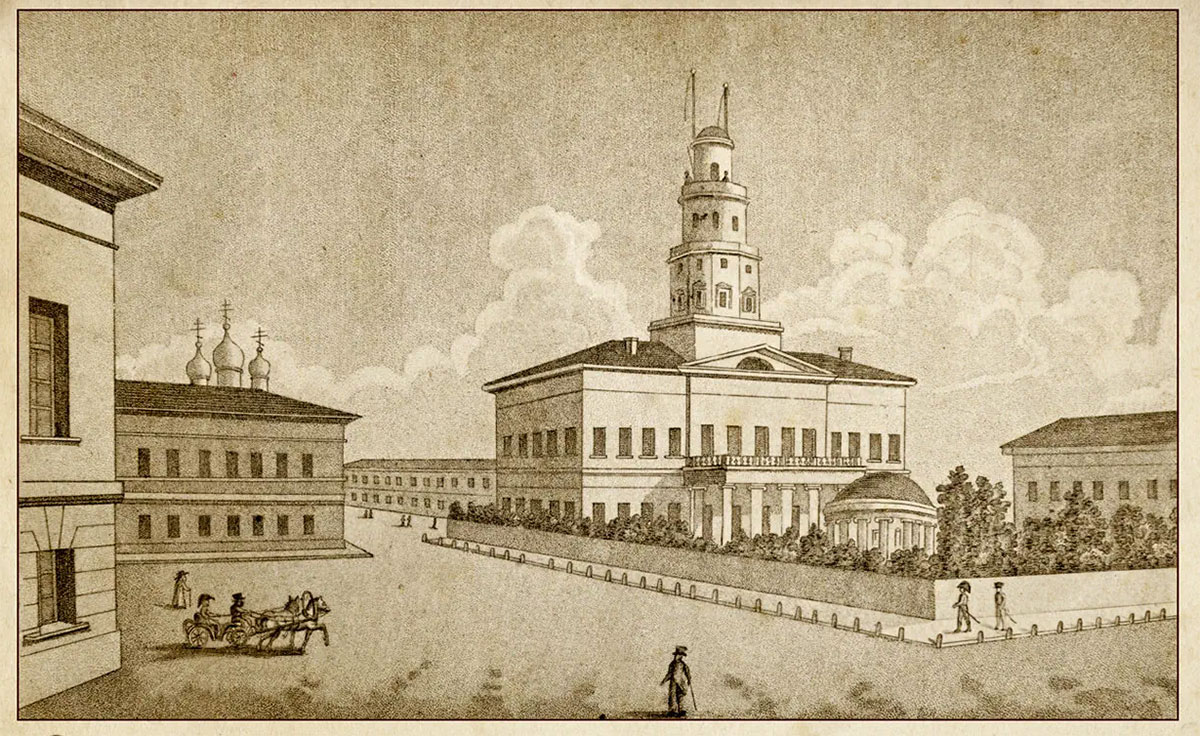 «Вид бывшего Обер-Полицмейстерского дома». Первое изображение Хитровской площади на плане Москвы 1825 года. Издание Т. Сыроежкина и А. Трухачёва, гравер Александр Афанасьев