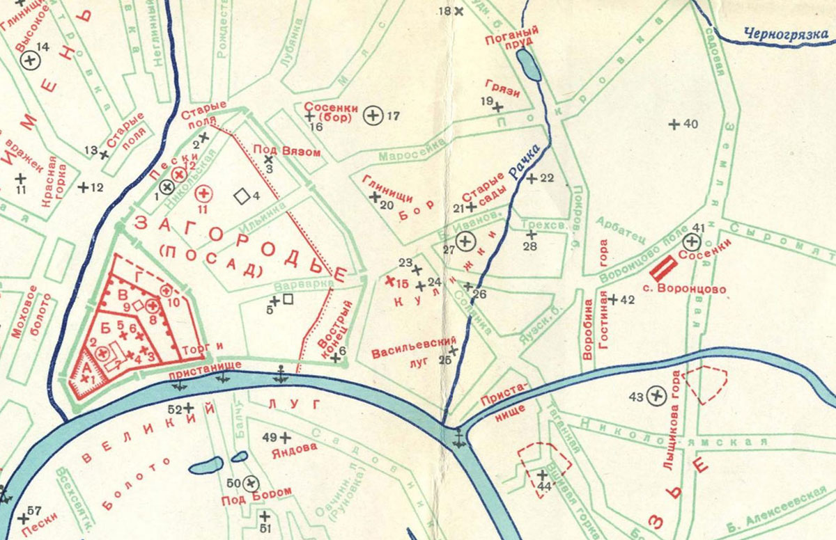 Кулишки на карте Москвы 1389 года