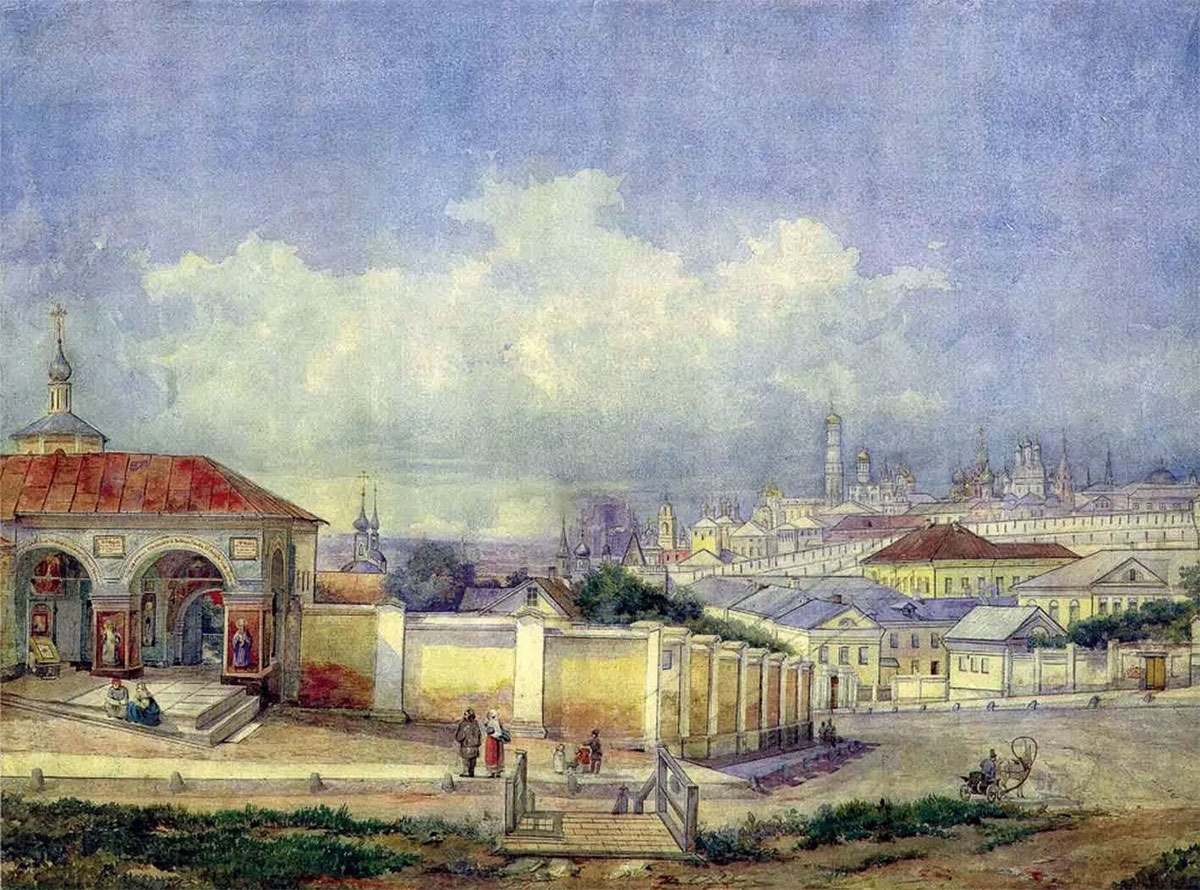 Вид Москвы от Ивановского монастыря, картина Карташева Д, 1854 год