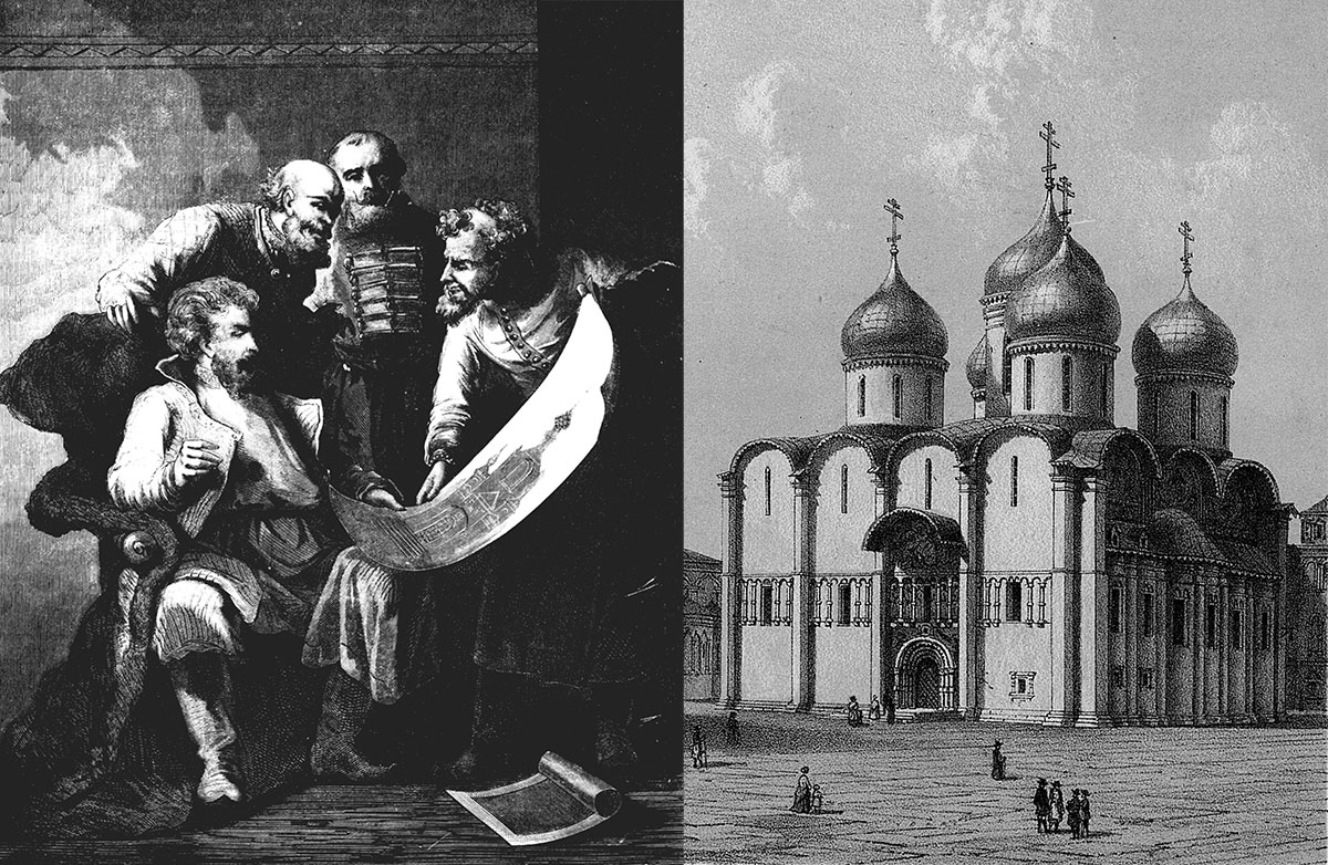 Иван III Великий и Аристотель Фиораванти; Успенский собор в Кремле,1870-1872 г.